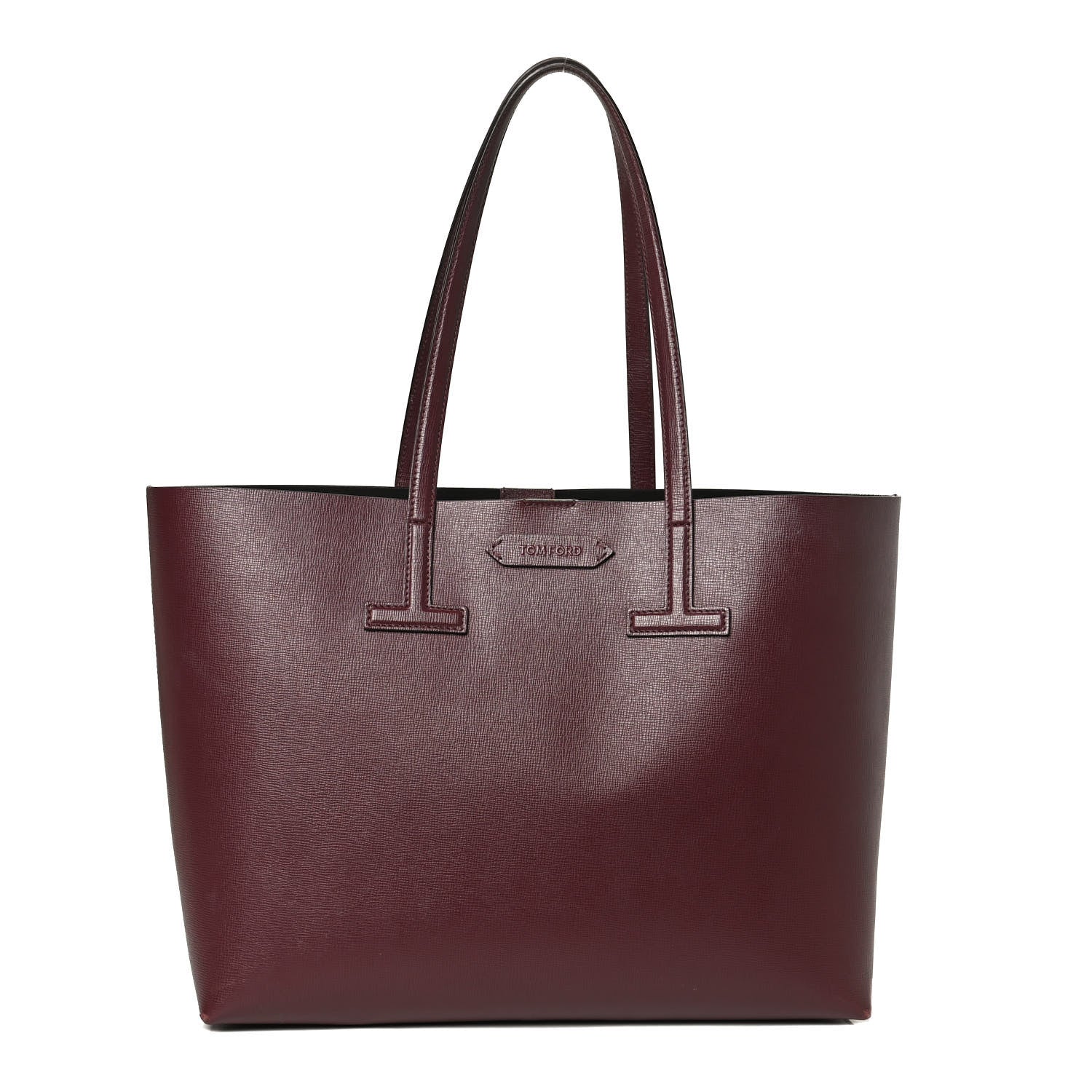 Tom Ford Grained Calfskin Small T Tote Bordeaux 2 of 12