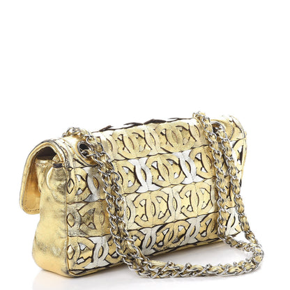 Chanel Metallic Crackled Calfskin Medium CC Mix Flap Gold Silver 3 of 12