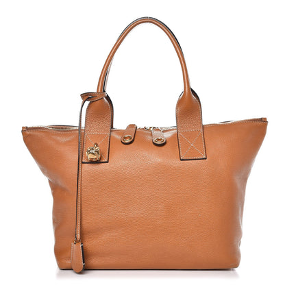 Alexander McQueen Pebbled Calfskin Skull Padlock Zip Tote Cognac 1 of 19