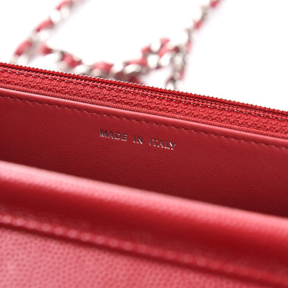 Chanel Caviar Quilted Wallet on Chain WOC Red 7 of 9