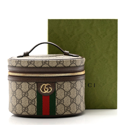 Gucci GG Supreme Monogram Textured Calfskin Web Ophidia Vanity Cosmetic Case Beige Ebony New Acero 8 of 8