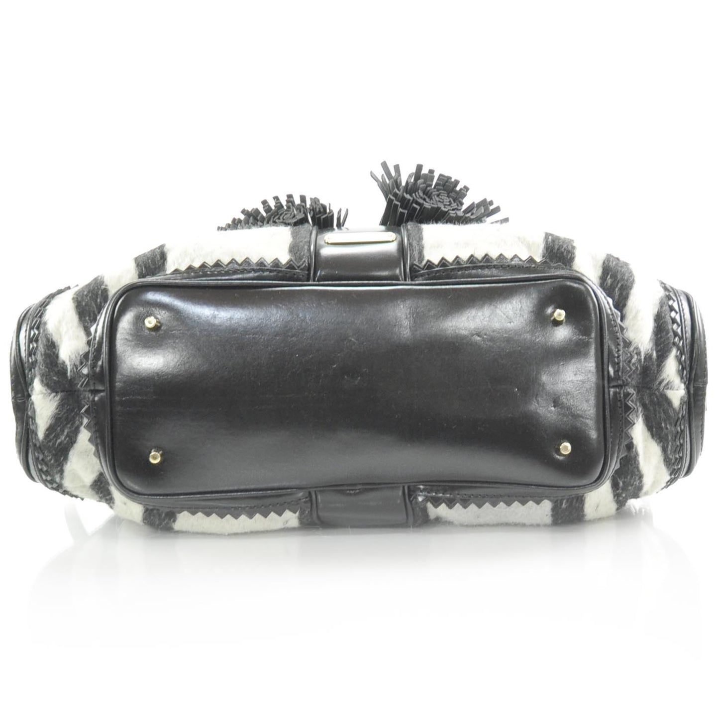 Alpaca Tassel Embellished Check Bowling Bag