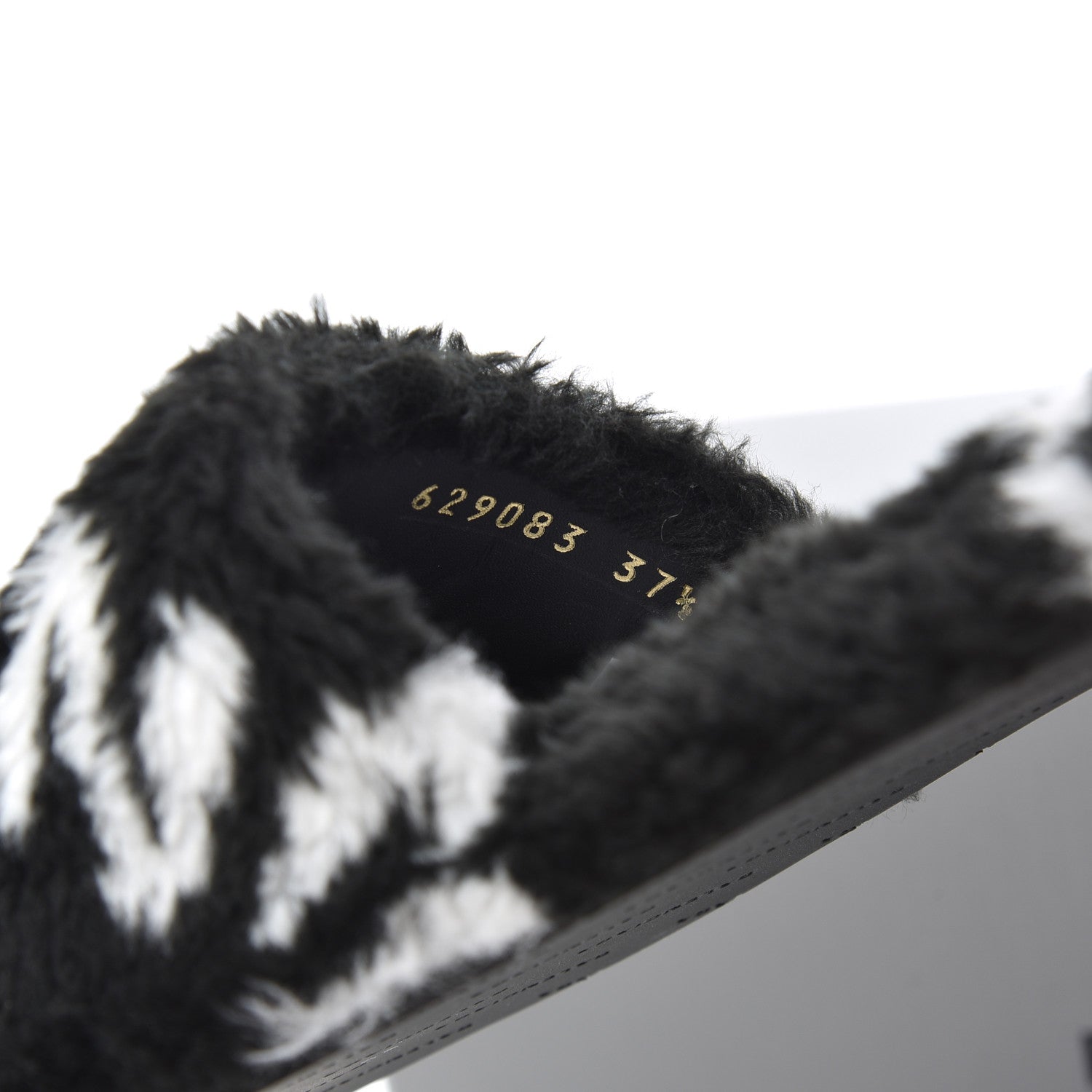 Balenciaga Fur Slide Sandals 37.5 Black White 8 of 9