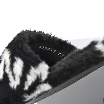 Balenciaga Fur Slide Sandals 37.5 Black White 8 of 9