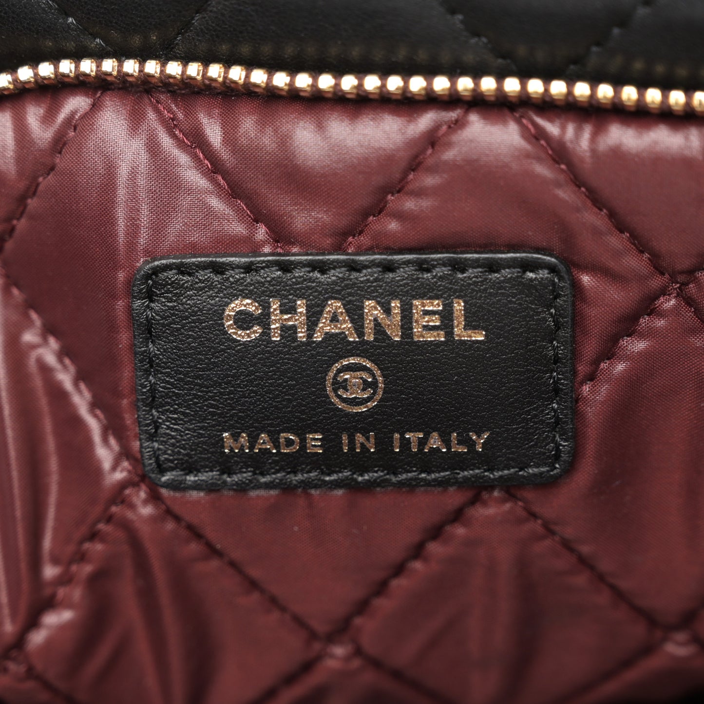 Lambskin Quilted CC Beauty Clutch Black