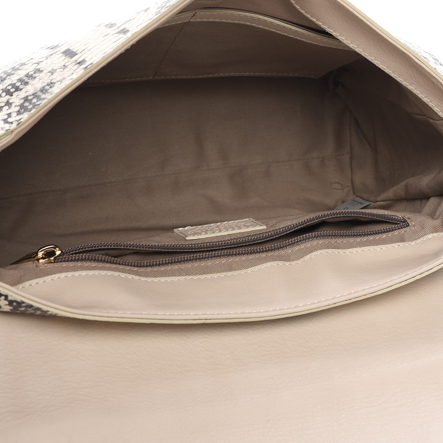 Versace Python Embossed Satchel Beige Black 6 of 14