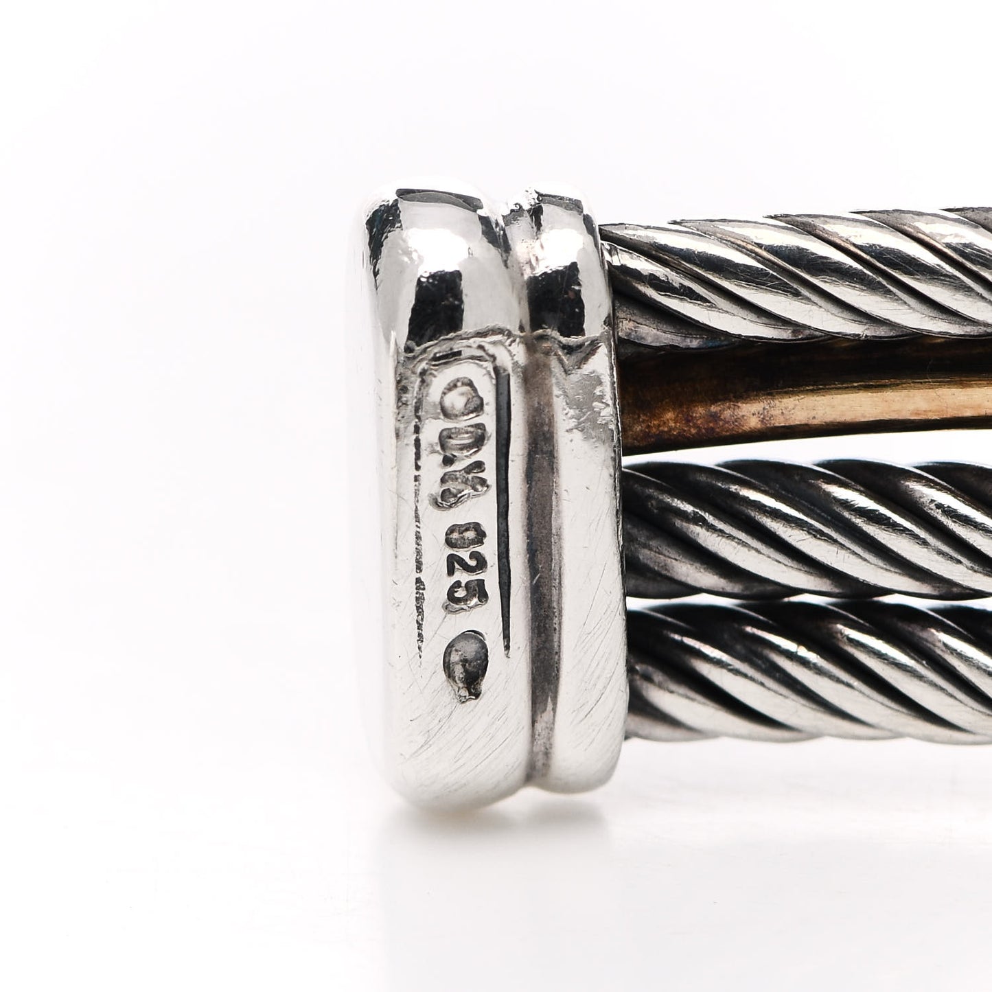 Sterling Silver 18K Yellow Gold Crossover Three Row Cuff Bracelet