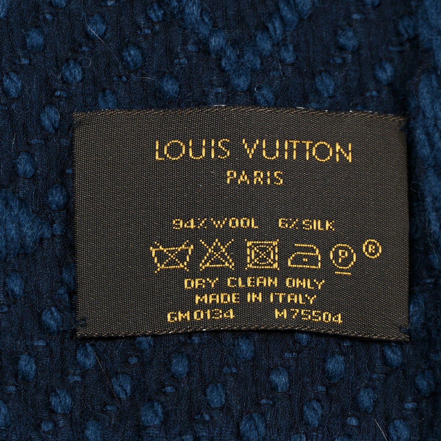 Wool Silk Logomania Scarf Navy