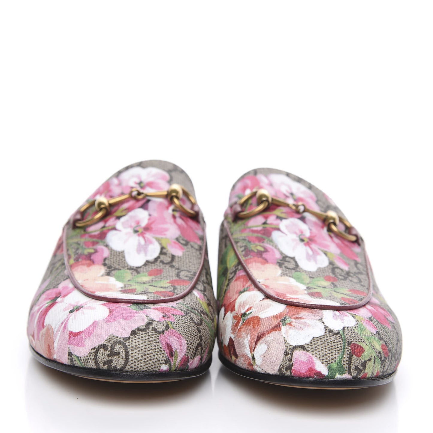 GG Supreme Monogram Blooms Womens Princetown Slippers 37 Beige Multicolor Dry Rose