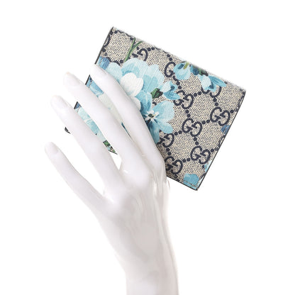 Gucci GG Supreme Monogram Blooms Card Case Beige Blue Navy Hibiscus Red 2 of 11