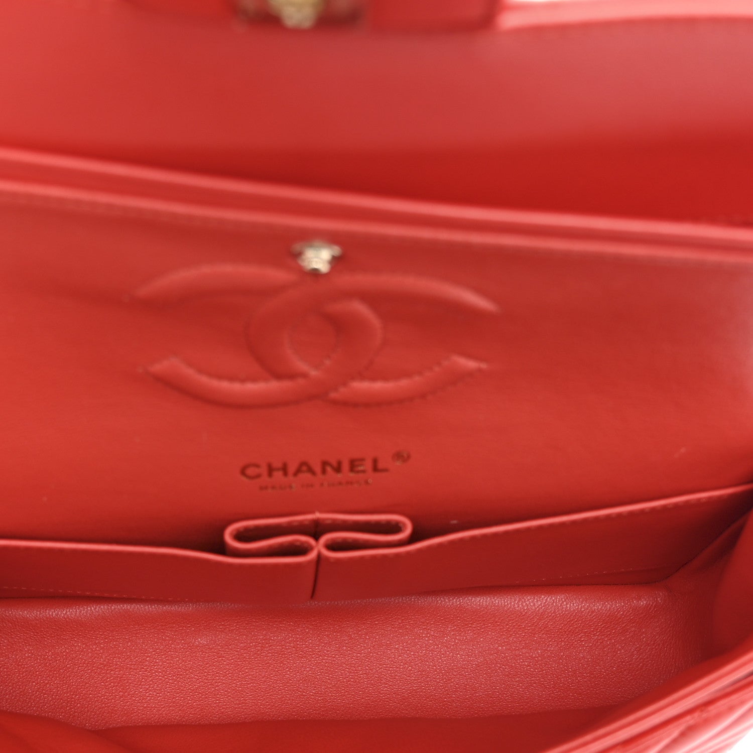 Chanel Lambskin Chevron Quilted Medium Double Flap Red 5 of 10