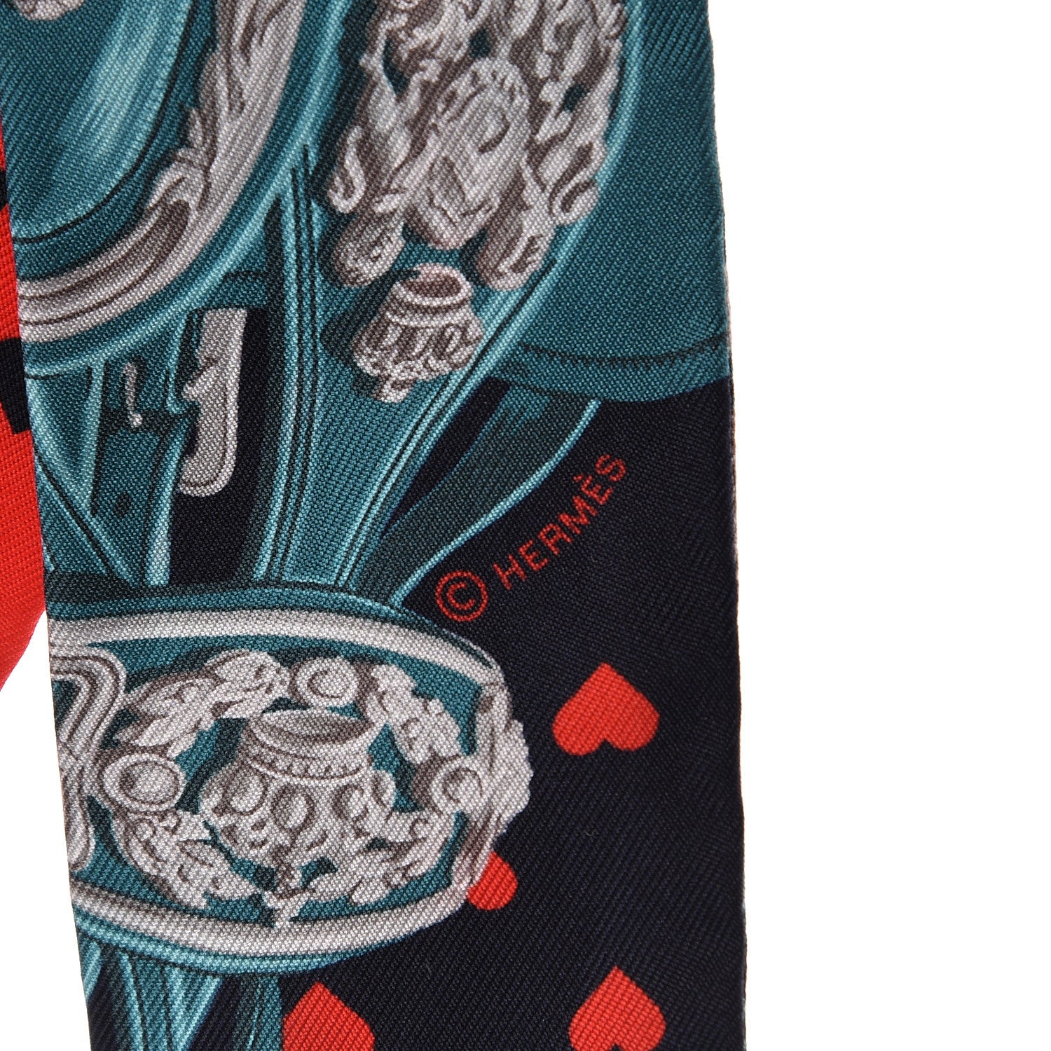 Hermes Silk Brides de Gala Love Twilly Caban Canard Rouge 5 of 5