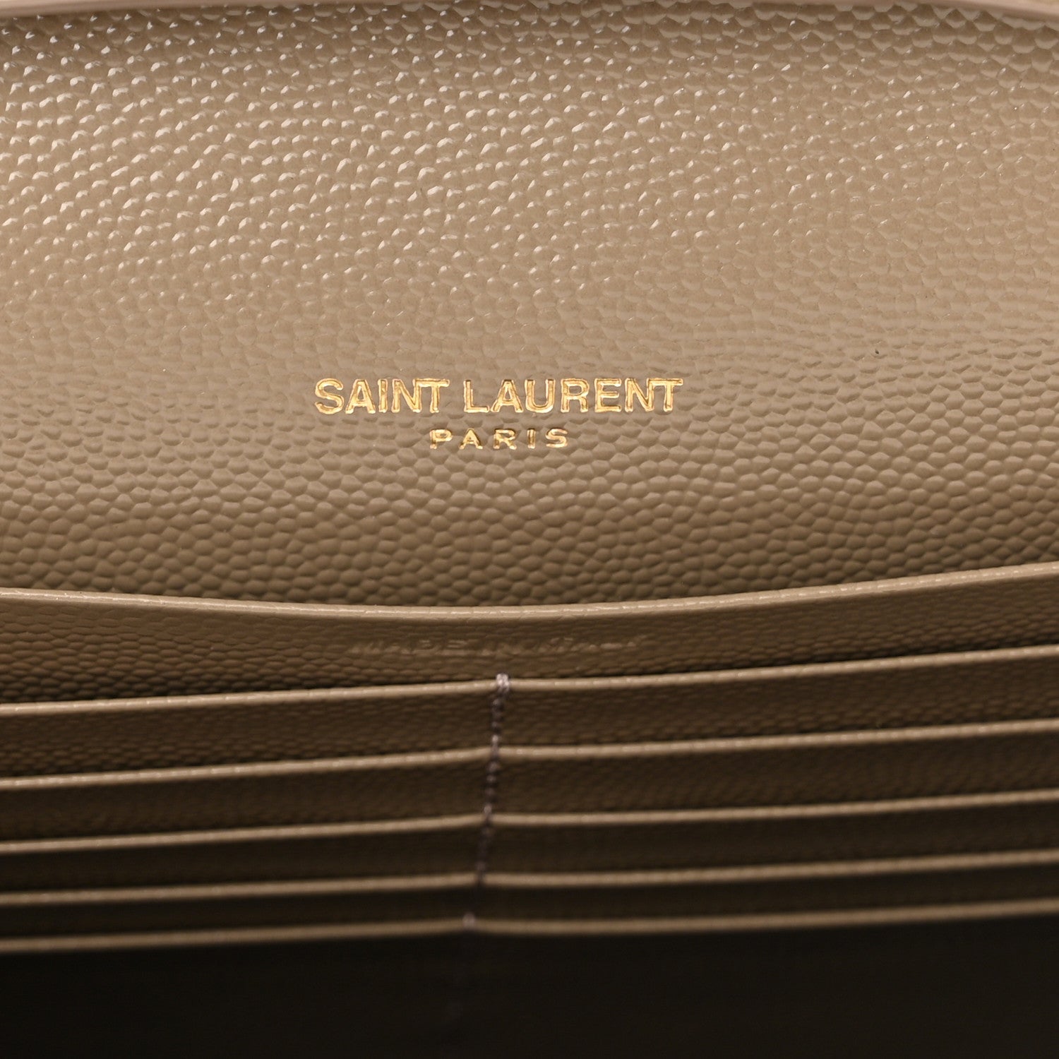 Saint Laurent Grain De Poudre Mixed Matelasse Triquilt Monogram Chain Wallet Dark Beige 5 of 11