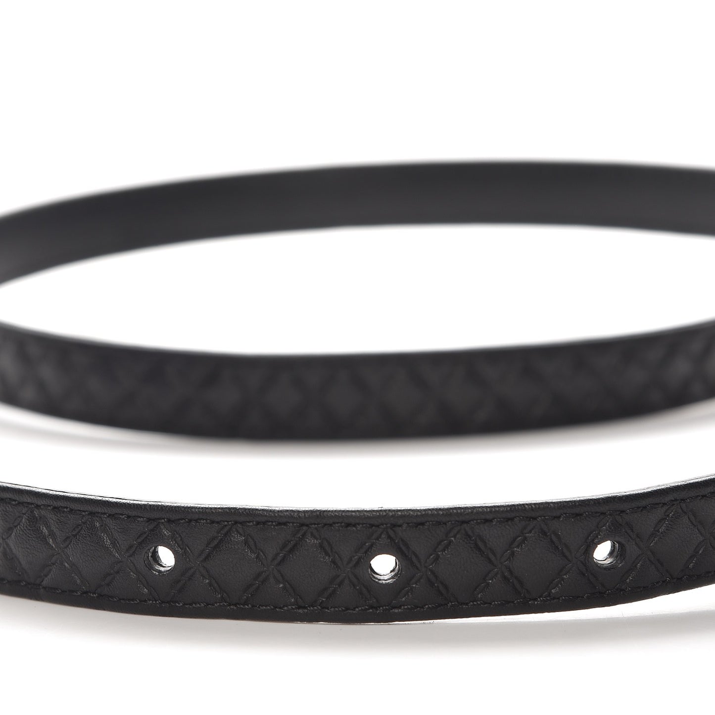 Calfskin Quilted Logo Skinny Belt 75 30 Black