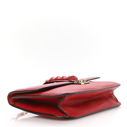 Valentino Garavani Pebbled Calfskin Monochrome Medium Glam Lock Rockstud Flap Rosso Valentino 4 of 11