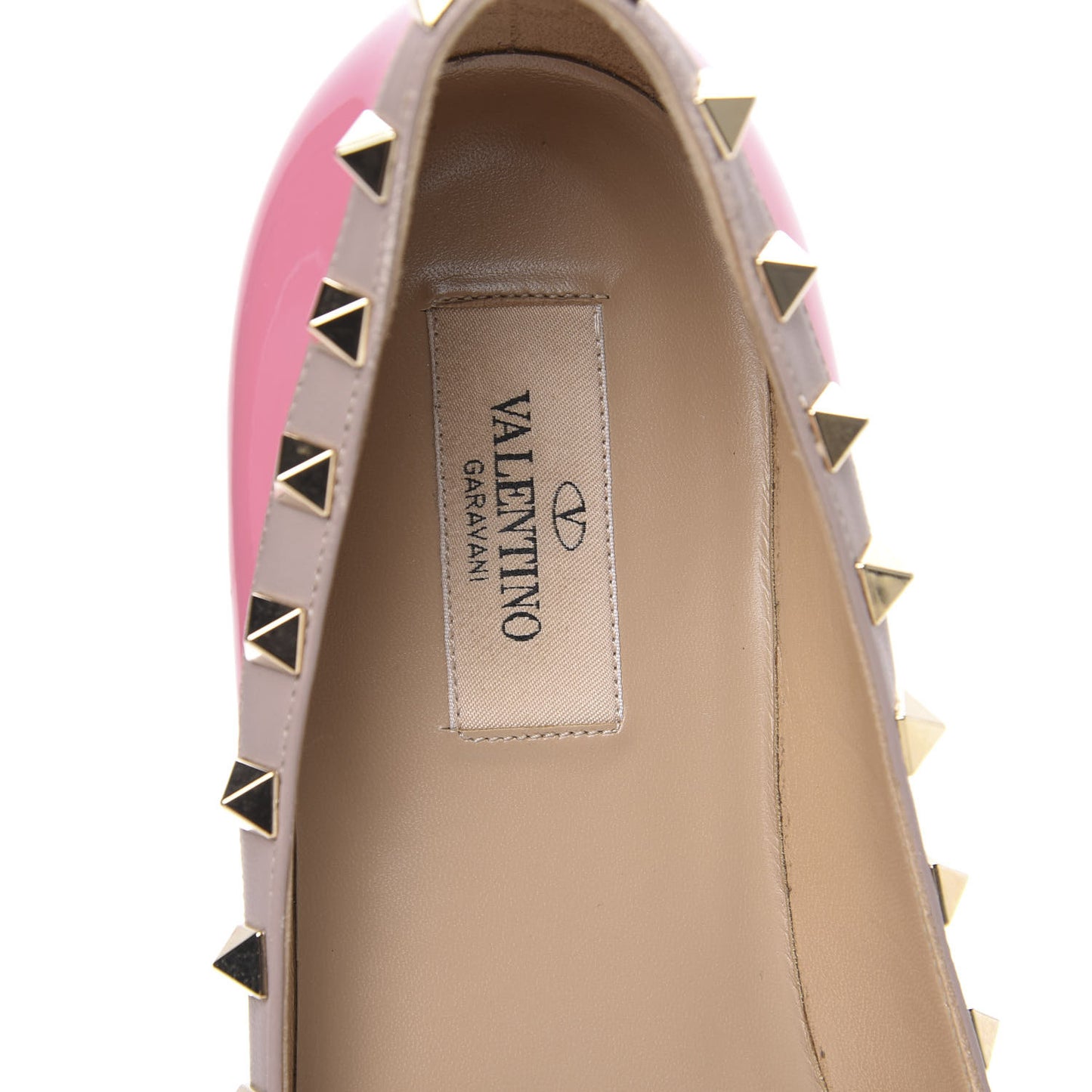 Patent Nappa Rockstud Ballerina Flats 39 Peony Poudre