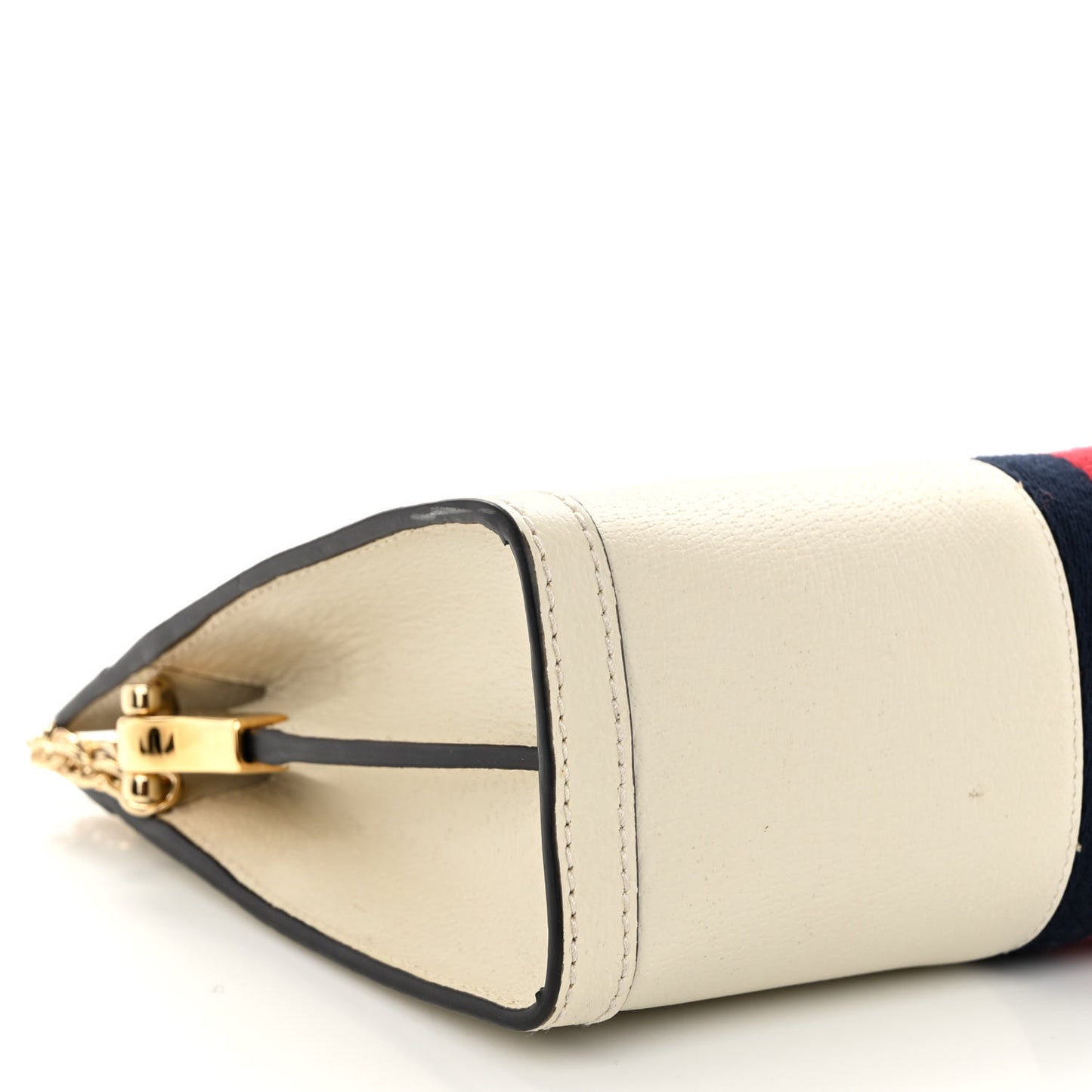 Textured Calfskin Web Small Ophidia Chain Shoulder Bag Mystic White