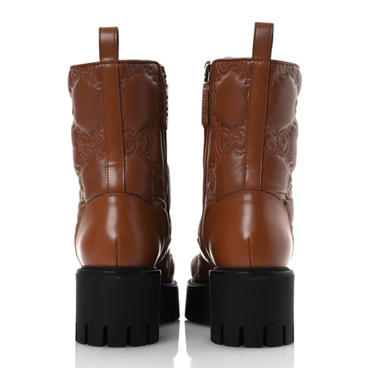 Gucci Cordovan Lux Nappa GG Matelasse Lace Up 60mm Combat Boots 36 Dark Hazel Brown 6 of 13