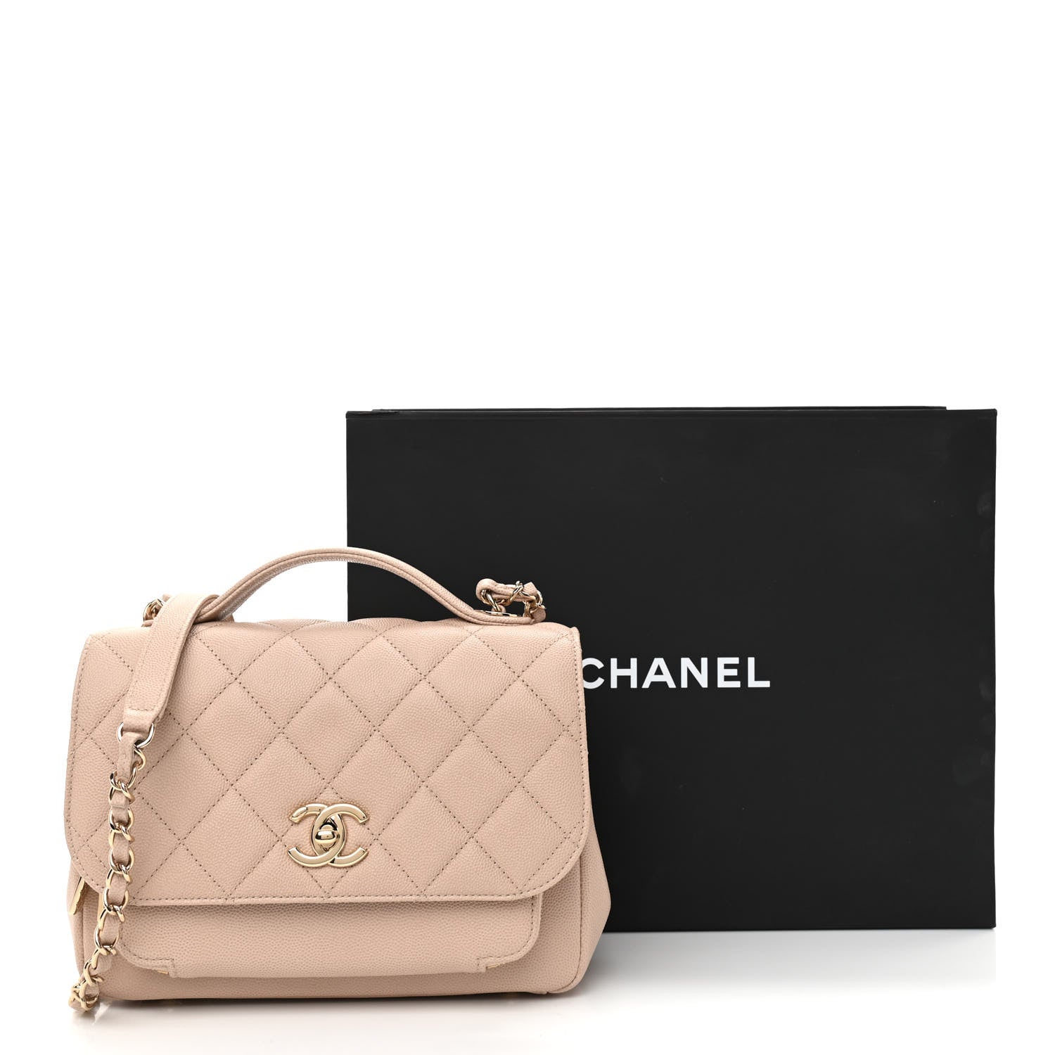 Chanel Caviar Quilted Medium Business Affinity Flap Beige 10 of 10