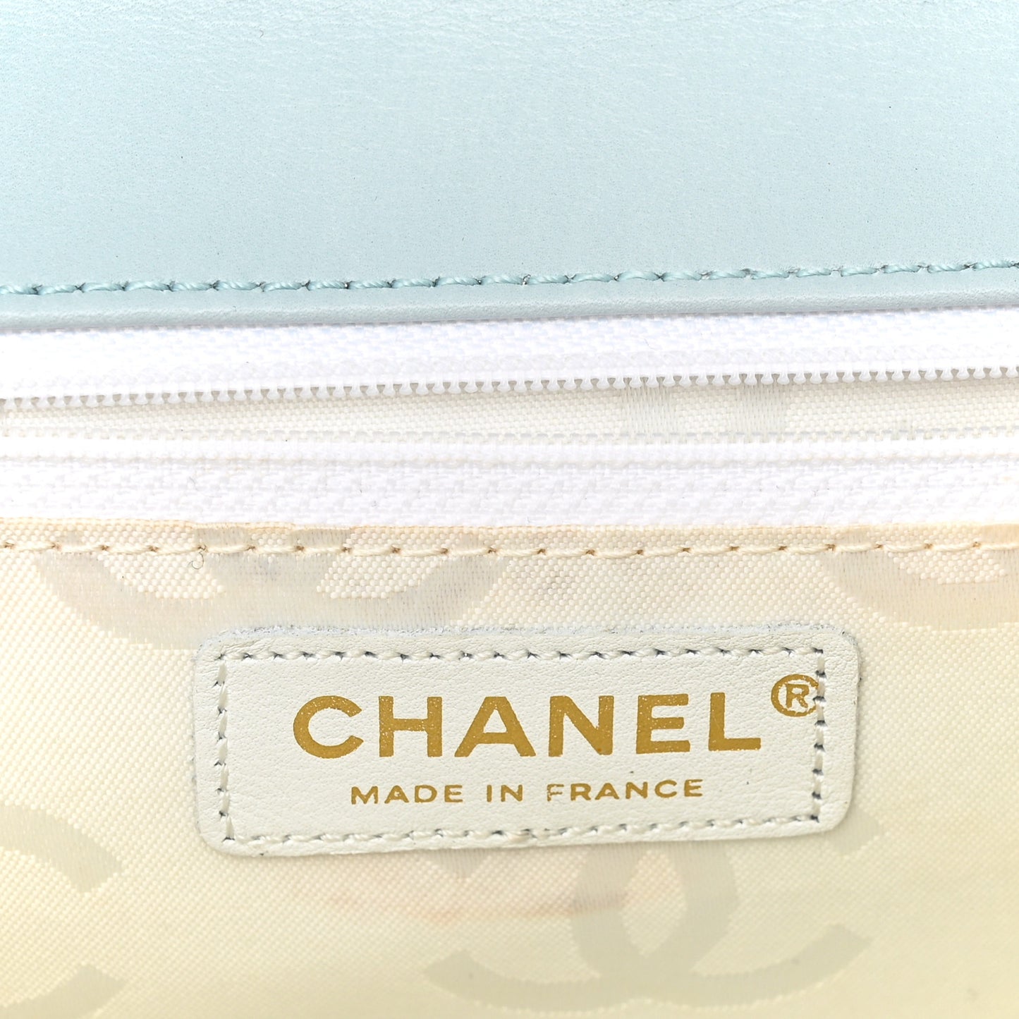 Calfskin Quilted Wild Stitch Flap Light Blue