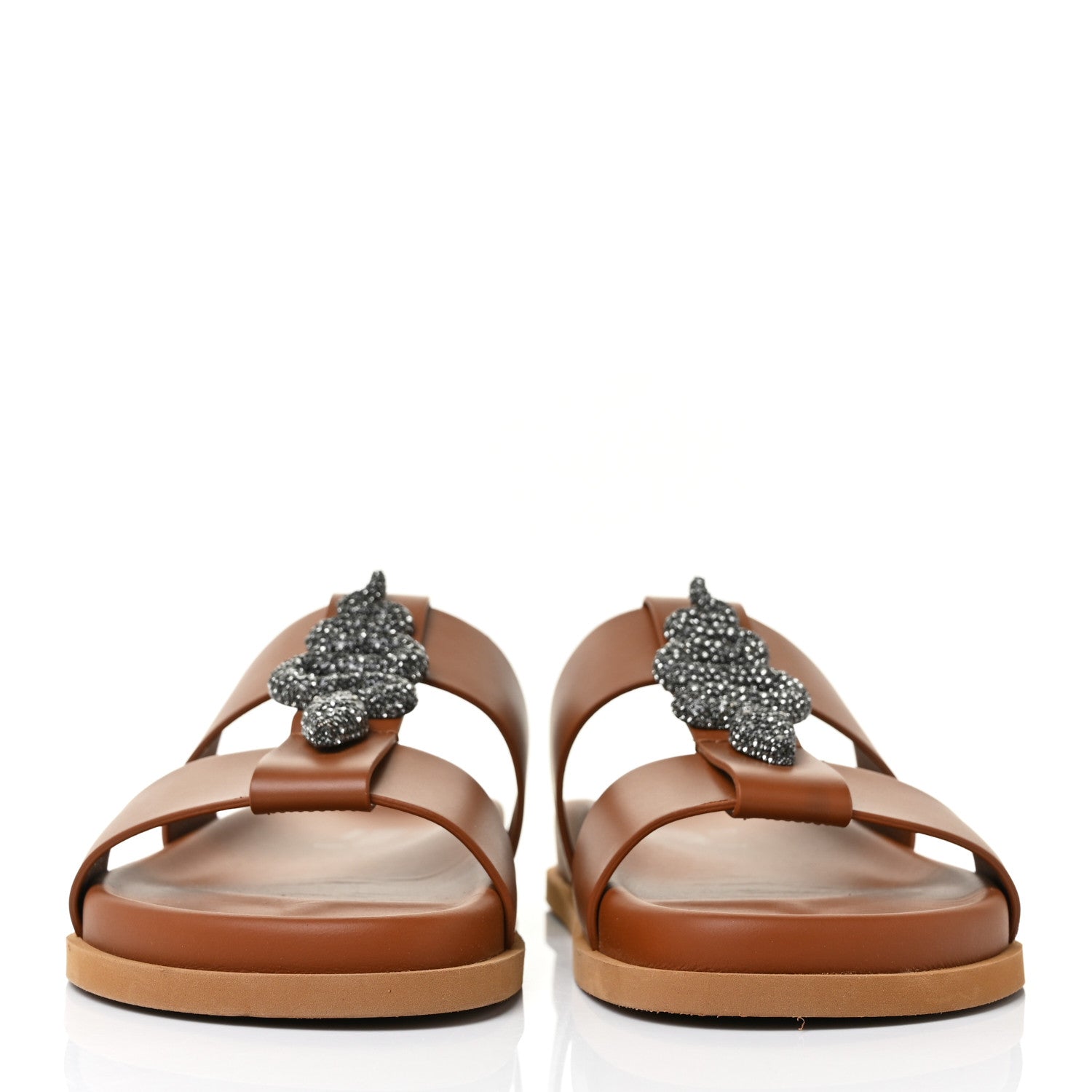 Valentino Garavani Calfskin Serpent 20mm Slide Sandals 37 Cuoio 2 of 7