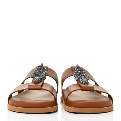 Valentino Garavani Calfskin Serpent 20mm Slide Sandals 37 Cuoio 2 of 7