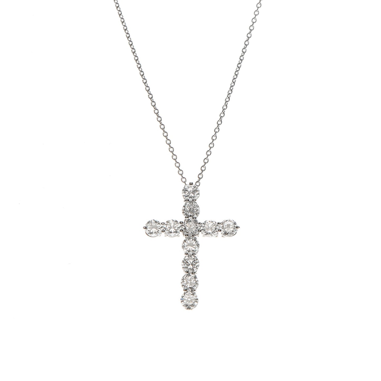 Platinum Diamond Large Cross Pendant Necklace
