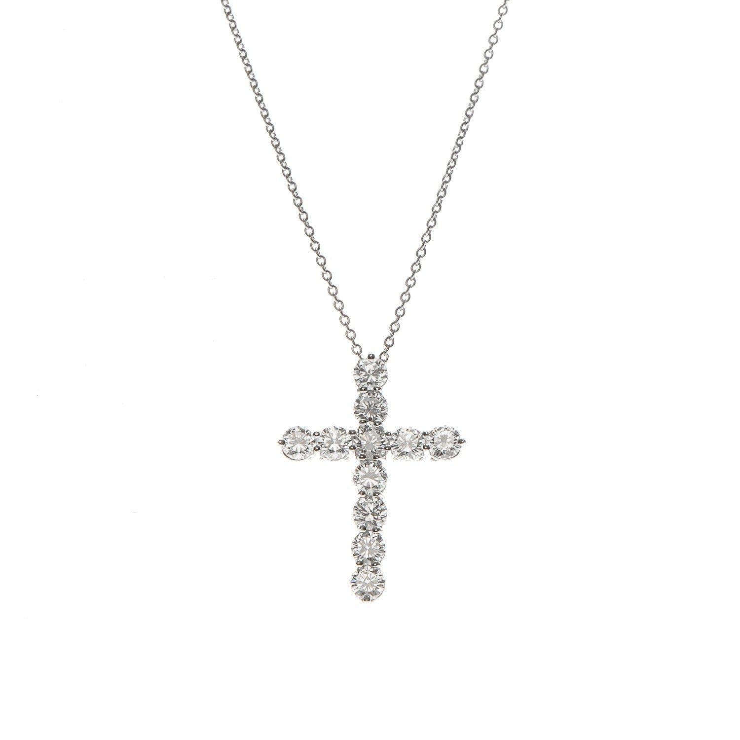 Tiffany Platinum Diamond Large Cross Pendant Necklace 4 of 7