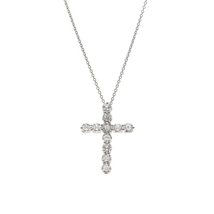 Tiffany Platinum Diamond Large Cross Pendant Necklace 4 of 7