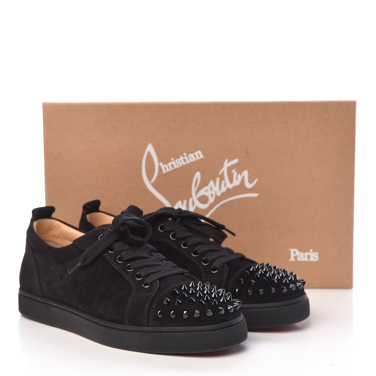 Veau Velours Womens Louis Junior Spikes Flat Sneakers 38 Black
