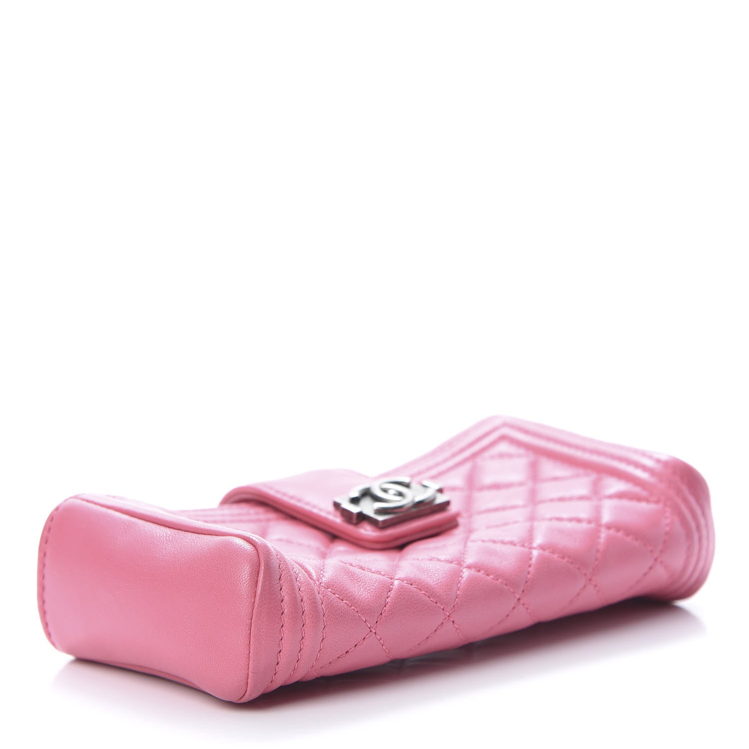 Chanel Lambskin Quilted Mini Boy Phone Holder Clutch Pink 4 of 11
