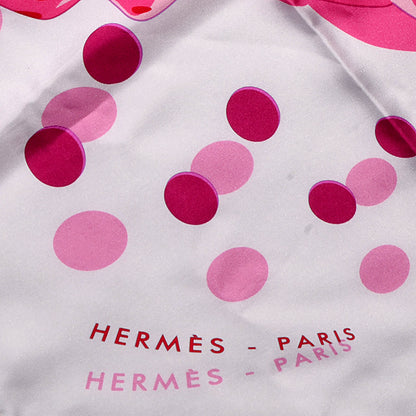 Hermes Silk Hola Flamenca Scarf 90 Blanc Rose Fuchsia 4 of 6
