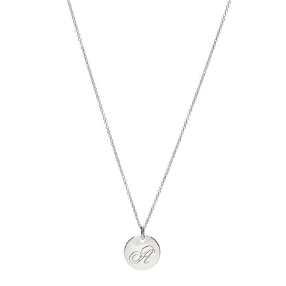 Tiffany Sterling Silver Letter A Disc Pendant Necklace 1 of 7