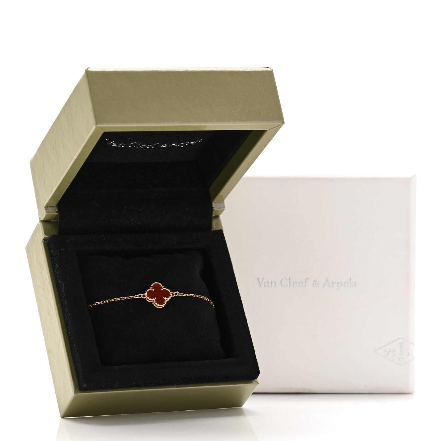 Van Cleef & Arpels 18K Rose Gold Carnelian Sweet Alhambra Bracelet 5 of 5