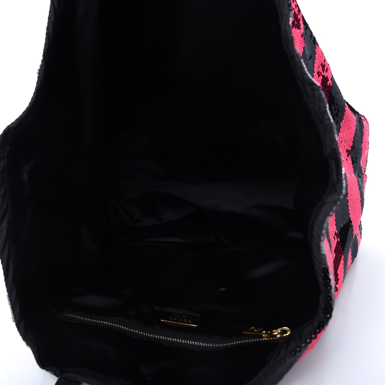 Prada Paillettes Striped Tote Fuxia 5 of 10