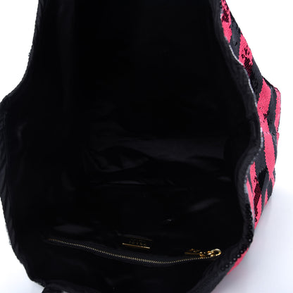 Prada Paillettes Striped Tote Fuxia 5 of 10