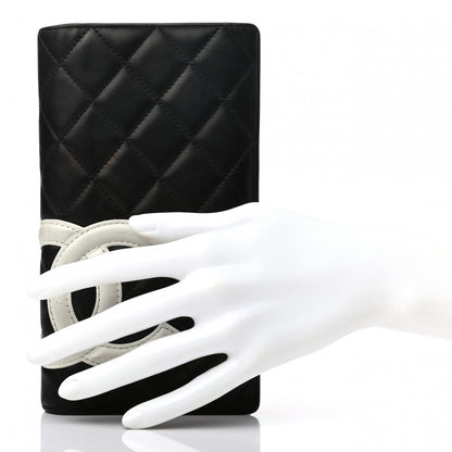 Chanel Calfskin Quilted Cambon Yen Wallet Black White 2 of 9