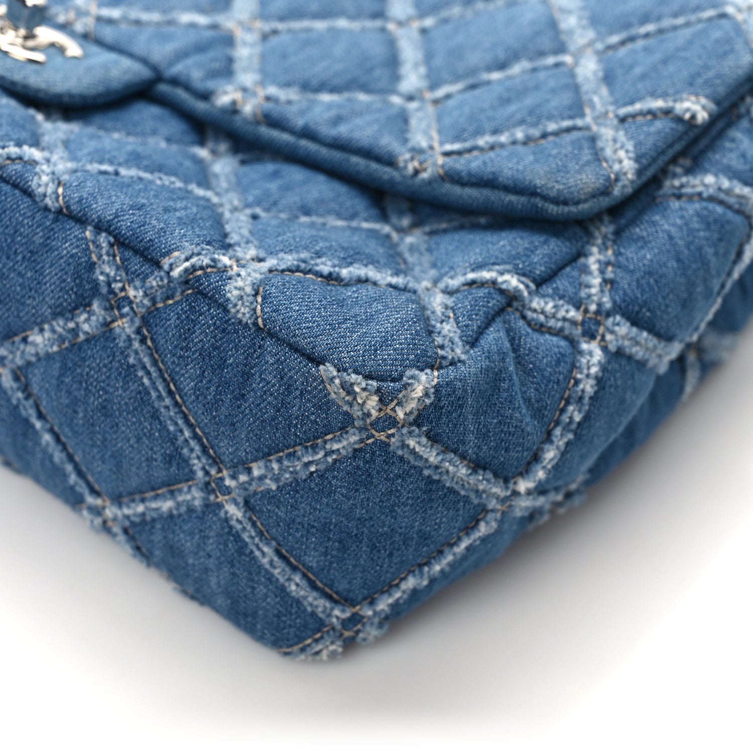 Chanel Denim Quilted Large Distressed Single Flap Blue 11 of 14