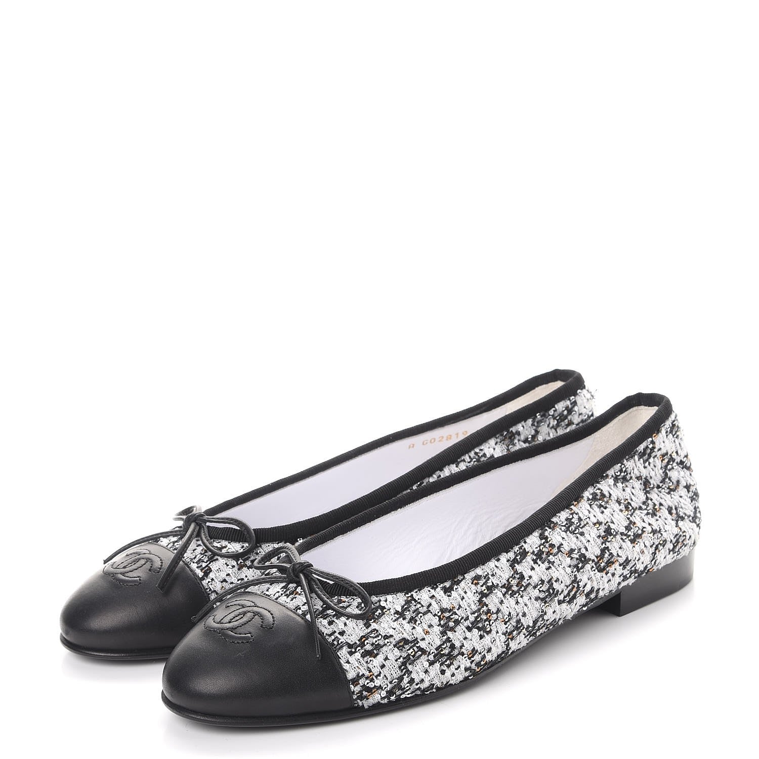 Chanel Tweed Sequin Cap Toe Ballerina Flats 38.5 Black Blue 3 of 11