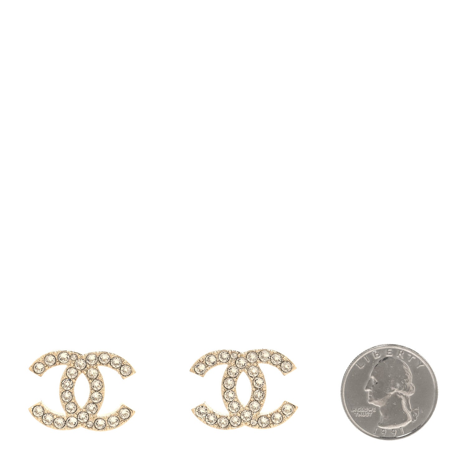 Chanel Crystal CC Earrings Silver 2 of 5