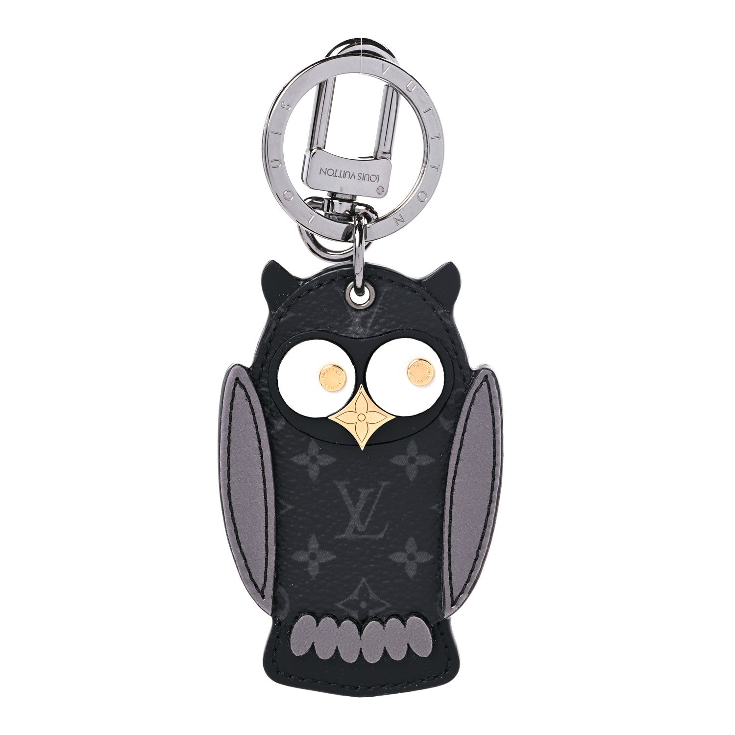 Louis Vuitton Calfskin Monogram Eclipse Owl Bag Charm Key Holder 1 of 3