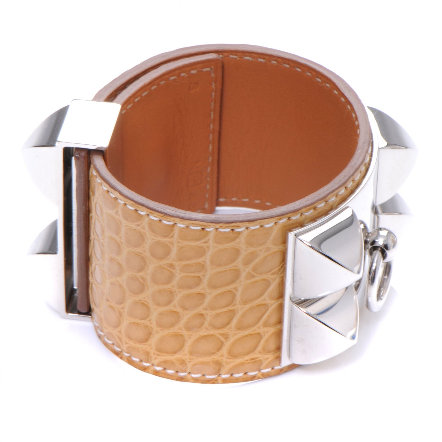Hermes Matte Alligator Collier De Chien CDC Bracelet Maize Small 4 of 8