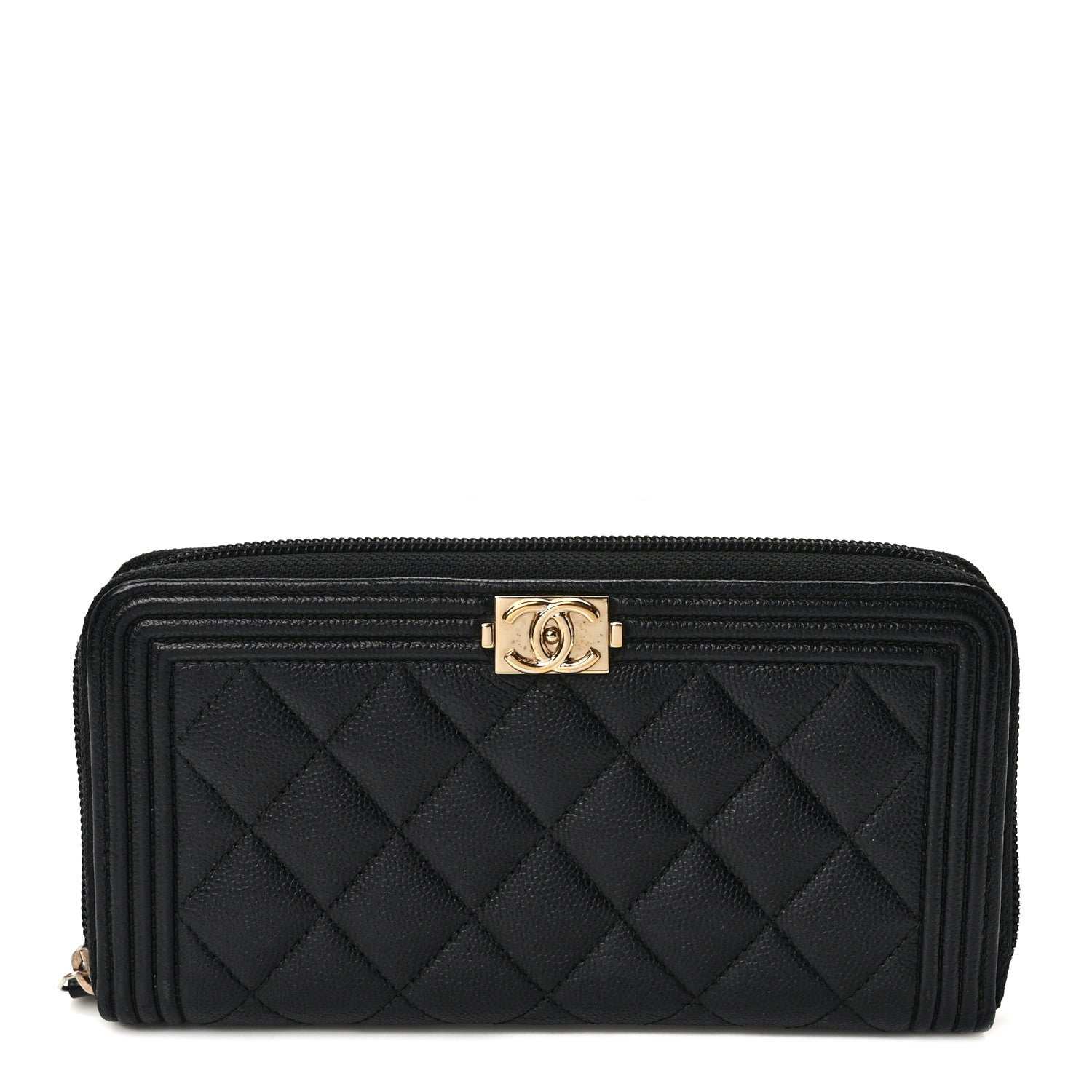Chanel Caviar Quilted Boy Long Zip Around Wallet Black 1 of 7