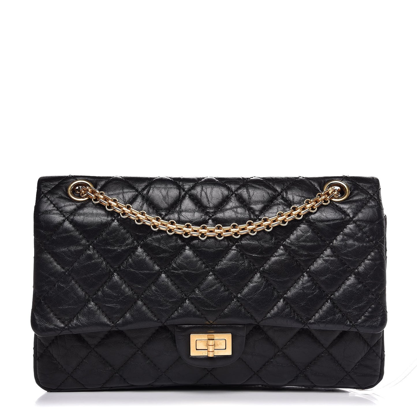 Aged Calfskin Quilted 2.55 Reissue 226 Flap Black