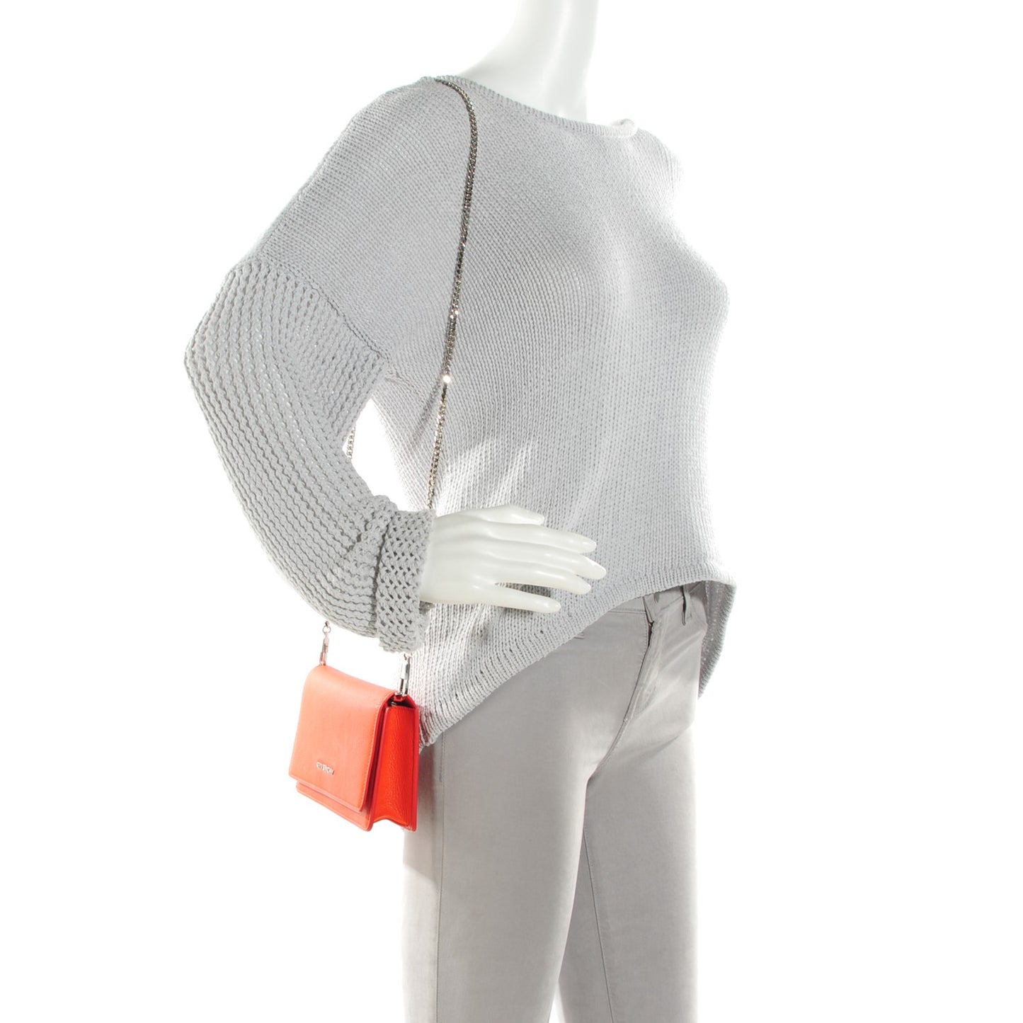 Sugar Goatskin Pandora Chain Wallet Bright Orange