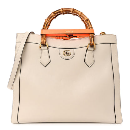 Gucci Wonka Grain Calfskin Small Diana Tote Bag Mystic White Orange Fluo 1 of 9