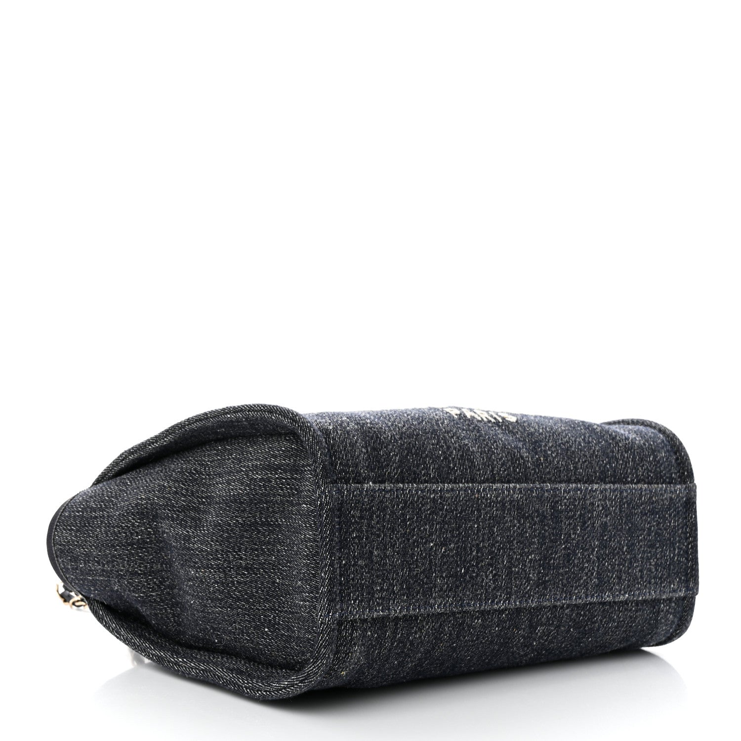 Chanel Denim Small Deauville Tote Dark Blue White 5 of 12