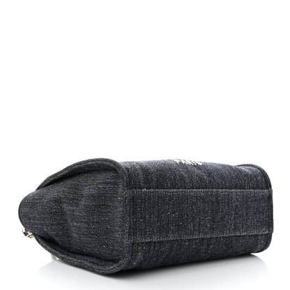 Chanel Denim Small Deauville Tote Dark Blue White 5 of 12