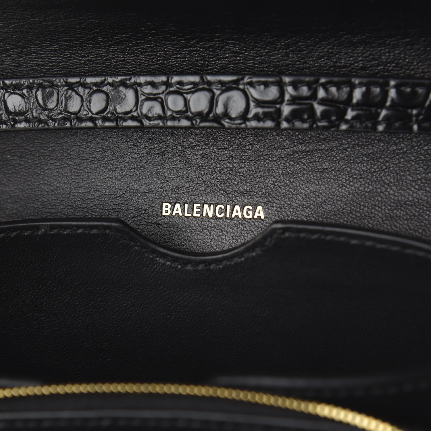Balenciaga Shiny Calfskin Crocodile Embossed Small B Bag Black 7 of 9