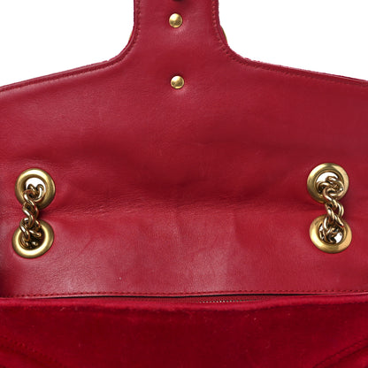 Gucci Velvet Matelasse Small GG Marmont Shoulder Bag Hibiscus Red 13 of 15